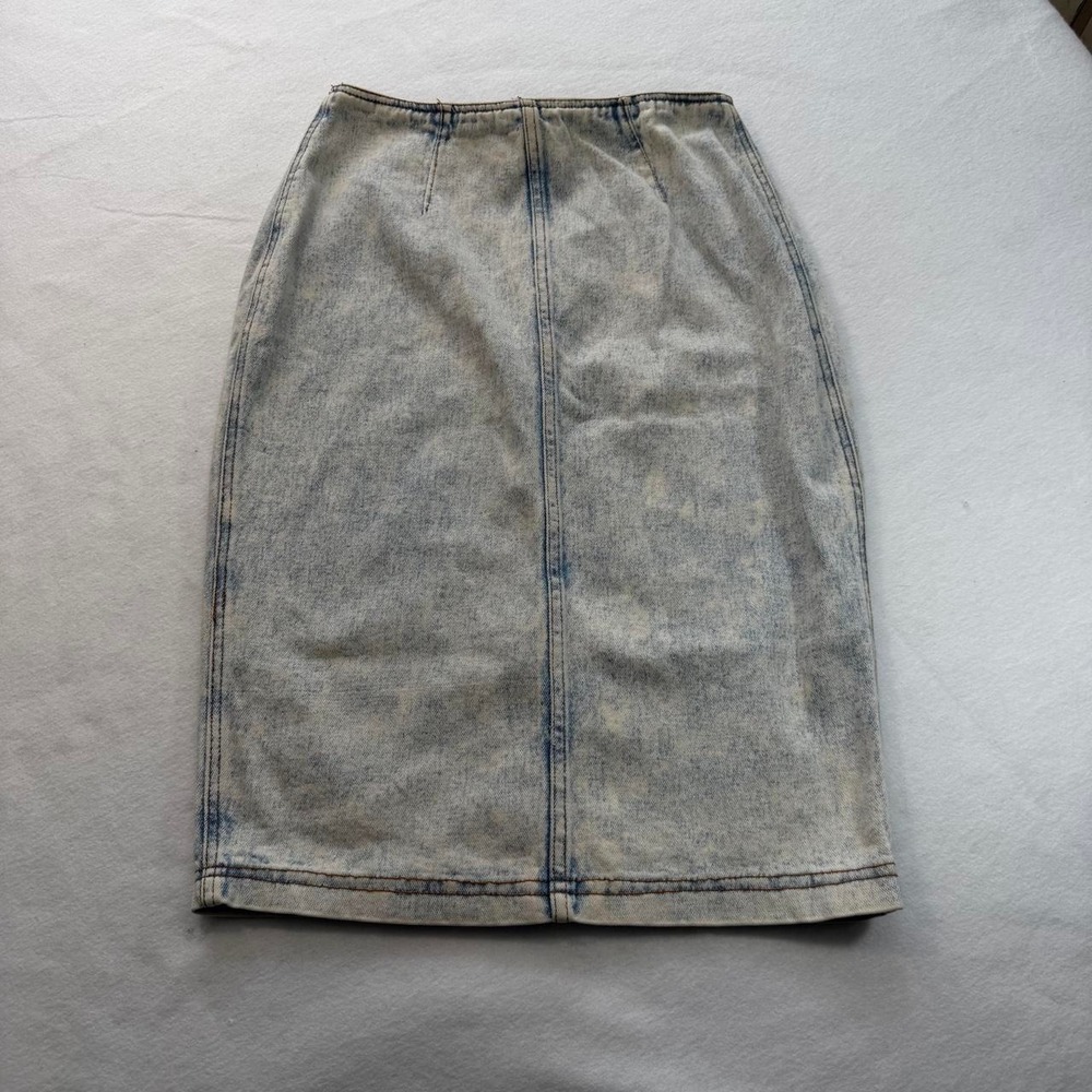 Vintage JouJou Acid Wash Denim Pencil Skirt Light Wash High Waist Small 90s Y2K